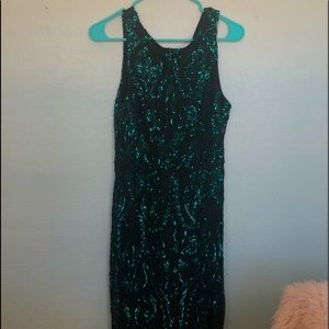 Windsor Prom dress full length black w blue sequin